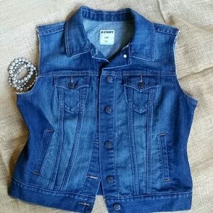 Sleeveless jean jacket vest